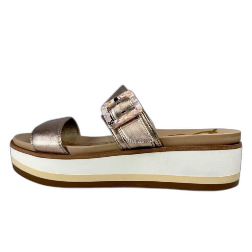 Sam Edelman Agustine Leather Platform Slide Sandals Rose Gold Size 8 Euro Summer